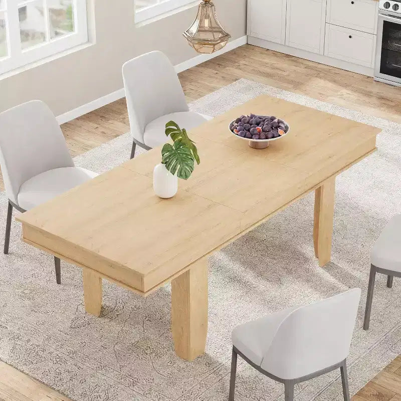 Table à manger extensible pour 6 à 10 personnes, table de cuisine de style ferme avec cadre en bois, table rectangulaire de 160 à 220 cm pour salle à manger