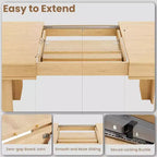 Table à manger extensible pour 6 à 10 personnes, table de cuisine de style ferme avec cadre en bois, table rectangulaire de 160 à 220 cm pour salle à manger