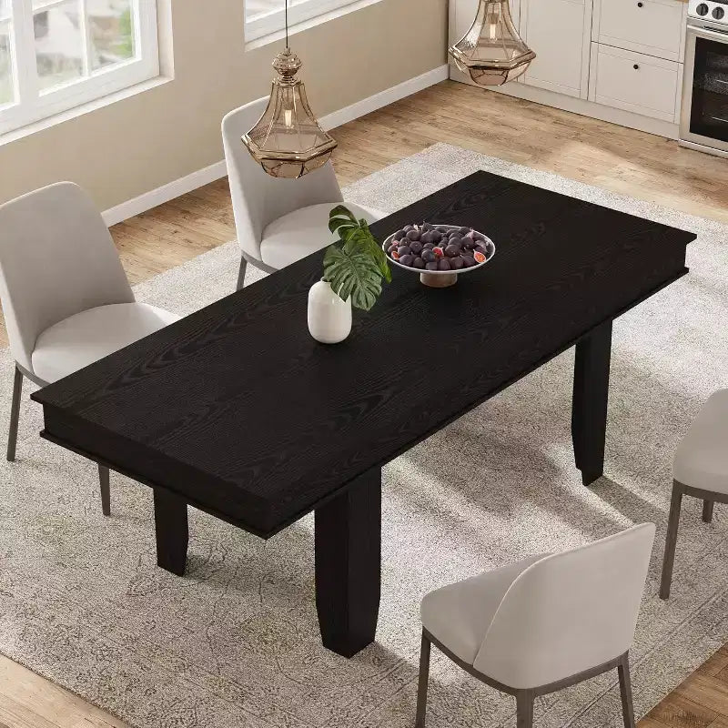 Table à manger extensible pour 6 à 10 personnes, table de cuisine de style ferme avec cadre en bois, table rectangulaire de 160 à 220 cm pour salle à manger