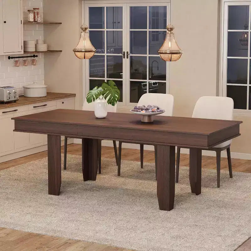 Table à manger extensible pour 6 à 10 personnes, table de cuisine de style ferme avec cadre en bois, table rectangulaire de 160 à 220 cm pour salle à manger