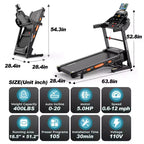 Tapis Roulant Pliable de 400 LB, 5 CV avec Inclinaison Automatique de 20%, Tapis de Course Portable 12 MPH pour la Maison, Entraînements Amusants avec APP, 105 Programmes, Absorption des Chocs