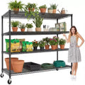 74H Heavy Duty Metal Shelving Unit, 4-Tier Industrial Wire Rack with Wheels, Adjustable Garage Storage