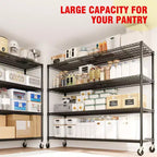 74H Heavy Duty Metal Shelving Unit, 4-Tier Industrial Wire Rack with Wheels, Adjustable Garage Storage