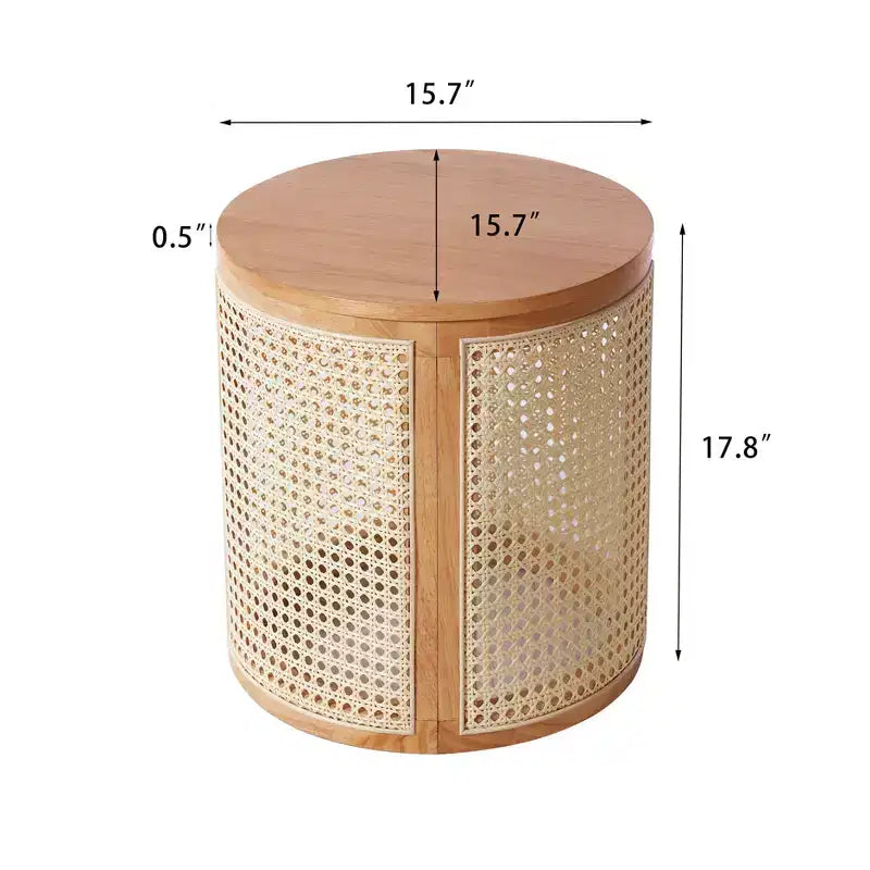 JVNOXK Table d'appoint en hévéa de 43 cm, style moderne, avec finition grain de bois naturel, forme ronde, hévéa, en MDF, couleur bois naturel