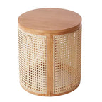 JVNOXK Table d'appoint en hévéa de 43 cm, style moderne, avec finition grain de bois naturel, forme ronde, hévéa, en MDF, couleur bois naturel