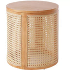 JVNOXK Table d'appoint en hévéa de 43 cm, style moderne, avec finition grain de bois naturel, forme ronde, hévéa, en MDF, couleur bois naturel