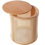 JVNOXK Table d'appoint en hévéa de 43 cm, style moderne, avec finition grain de bois naturel, forme ronde, hévéa, en MDF, couleur bois naturel