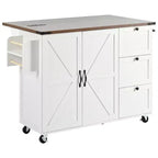 sumyeg 54.5 Rolling Kitchen Cart with Drop Leaf, Power Outlet, Spice Rack and Ample Storage