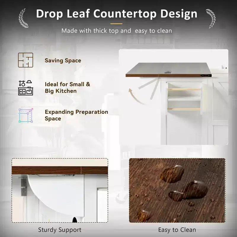 sumyeg 54.5 Chariot de Cuisine Roulant avec Abattant, Prise de Courant, Porte-épices et Grand Rangement