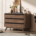 Modern Wood 6 Drawer Double Dresser Curved Roller Shutter Design Large Storage Chest of Drawers Bedroom Furniture Living Room Organizer