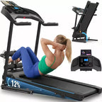 Tapis de course pliable HOMDOX 2026, version améliorée 3,5 CV, avec banc d'abdominaux | Inclinaison/Capacité 159 kg | Écran LCD intelligent – Graisse corporelle/Fréquence cardiaque, équipement d'exercice multifonctionnel