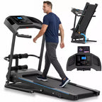 Tapis de course pliable HOMDOX 2026, version améliorée 3,5 CV, avec banc d'abdominaux | Inclinaison/Capacité 159 kg | Écran LCD intelligent – Graisse corporelle/Fréquence cardiaque, équipement d'exercice multifonctionnel