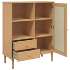 vidaXL SENJA Buffet haut Meubles de rangement Armoires latérales Aspect rotin Bois de pin massif