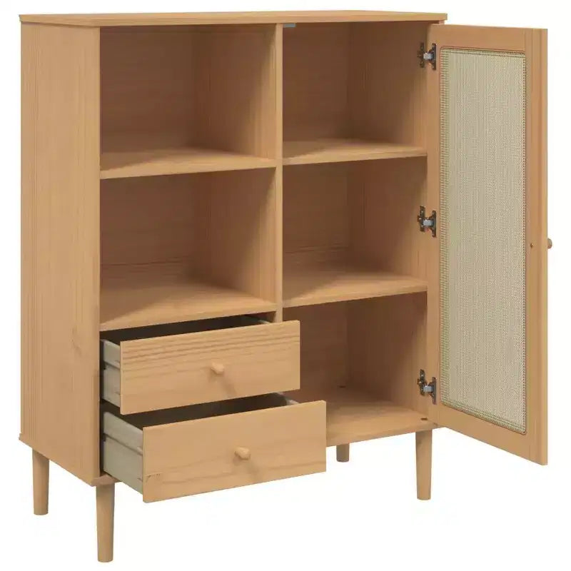 vidaXL SENJA Buffet haut Meubles de rangement Armoires latérales Aspect rotin Bois de pin massif