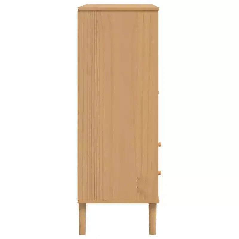 vidaXL SENJA Buffet haut Meubles de rangement Armoires latérales Aspect rotin Bois de pin massif