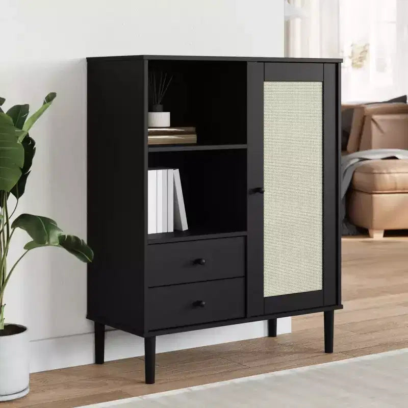 vidaXL SENJA Buffet haut Meubles de rangement Armoires latérales Aspect rotin Bois de pin massif
