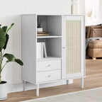 vidaXL SENJA Buffet haut Meubles de rangement Armoires latérales Aspect rotin Bois de pin massif