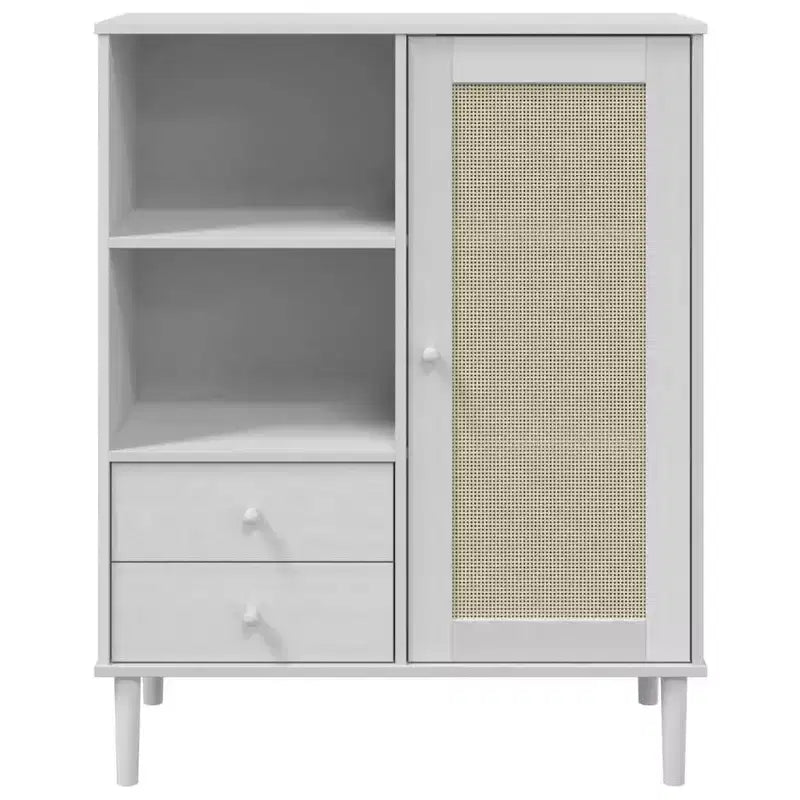 vidaXL SENJA Buffet haut Meubles de rangement Armoires latérales Aspect rotin Bois de pin massif