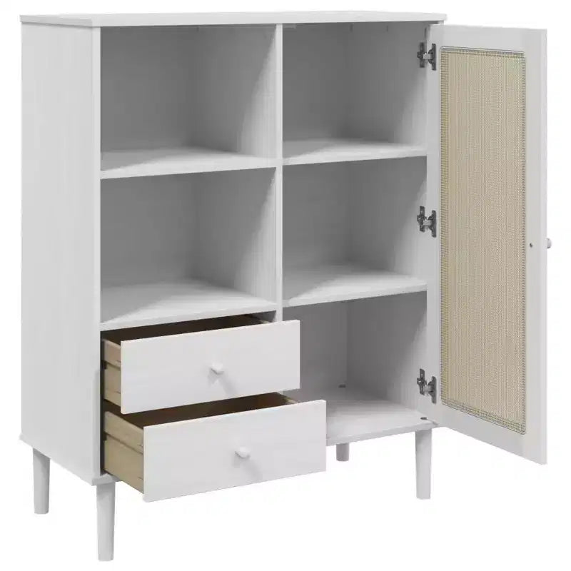 vidaXL SENJA Buffet haut Meubles de rangement Armoires latérales Aspect rotin Bois de pin massif