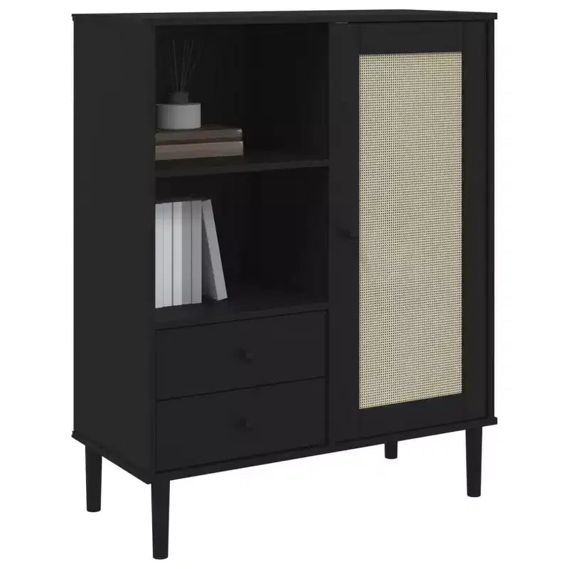 vidaXL SENJA Buffet haut Meubles de rangement Armoires latérales Aspect rotin Bois de pin massif
