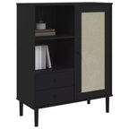 vidaXL SENJA Buffet haut Meubles de rangement Armoires latérales Aspect rotin Bois de pin massif