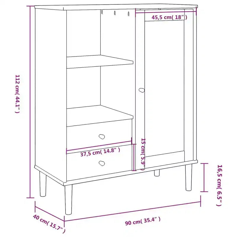 vidaXL SENJA Buffet haut Meubles de rangement Armoires latérales Aspect rotin Bois de pin massif