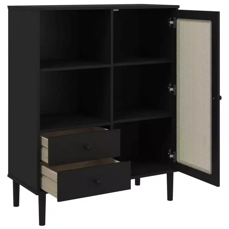 vidaXL SENJA Buffet haut Meubles de rangement Armoires latérales Aspect rotin Bois de pin massif