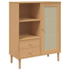 vidaXL SENJA Buffet haut Meubles de rangement Armoires latérales Aspect rotin Bois de pin massif