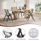Lot de 2 chaises de salle à manger en bois Okak, chaises pliantes avec assise tressée et dossier en sangle, chaises de salle à manger empilables pour salle à manger