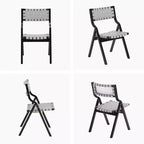 Lot de 2 chaises de salle à manger en bois Okak, chaises pliantes avec assise tressée et dossier en sangle, chaises de salle à manger empilables pour salle à manger