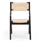 Lot de 2 chaises de salle à manger en bois Okak, chaises pliantes avec assise tressée et dossier en sangle, chaises de salle à manger empilables pour salle à manger