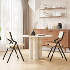 Lot de 2 chaises de salle à manger en bois Okak, chaises pliantes avec assise tressée et dossier en sangle, chaises de salle à manger empilables pour salle à manger