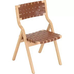 Lot de 2 chaises de salle à manger en bois Okak, chaises pliantes avec assise tressée et dossier en sangle, chaises de salle à manger empilables pour salle à manger