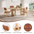 Lot de 2 chaises de salle à manger en bois Okak, chaises pliantes avec assise tressée et dossier en sangle, chaises de salle à manger empilables pour salle à manger