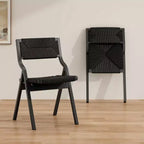 Lot de 2 chaises de salle à manger en bois Okak, chaises pliantes avec assise tressée et dossier en sangle, chaises de salle à manger empilables pour salle à manger