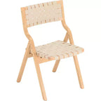 Lot de 2 chaises de salle à manger en bois Okak, chaises pliantes avec assise tressée et dossier en sangle, chaises de salle à manger empilables pour salle à manger