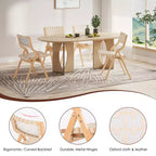 Lot de 2 chaises de salle à manger en bois Okak, chaises pliantes avec assise tressée et dossier en sangle, chaises de salle à manger empilables pour salle à manger