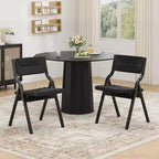 Lot de 2 chaises de salle à manger en bois Okak, chaises pliantes avec assise tressée et dossier en sangle, chaises de salle à manger empilables pour salle à manger