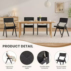 Lot de 2 chaises de salle à manger en bois Okak, chaises pliantes avec assise tressée et dossier en sangle, chaises de salle à manger empilables pour salle à manger