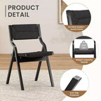 Lot de 2 chaises de salle à manger en bois Okak, chaises pliantes avec assise tressée et dossier en sangle, chaises de salle à manger empilables pour salle à manger