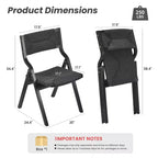 Lot de 2 chaises de salle à manger en bois Okak, chaises pliantes avec assise tressée et dossier en sangle, chaises de salle à manger empilables pour salle à manger