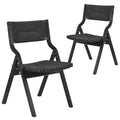 Okak Wooden Dining Chairs Set of 2, Folding Dining Chairs with Woven Seat and Webbing Back, Stackable Dining Chairs for Dining Room