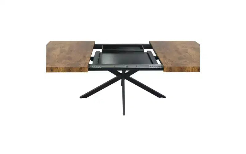 TUYOHW Storage Box Dining Table for 4-6,Expandable Kitchen Table with Cross Iron Foot Base & Relief Plate,Wooden Table for Office,Living Room