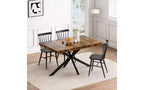 TUYOHW Storage Box Dining Table for 4-6,Expandable Kitchen Table with Cross Iron Foot Base & Relief Plate,Wooden Table for Office,Living Room