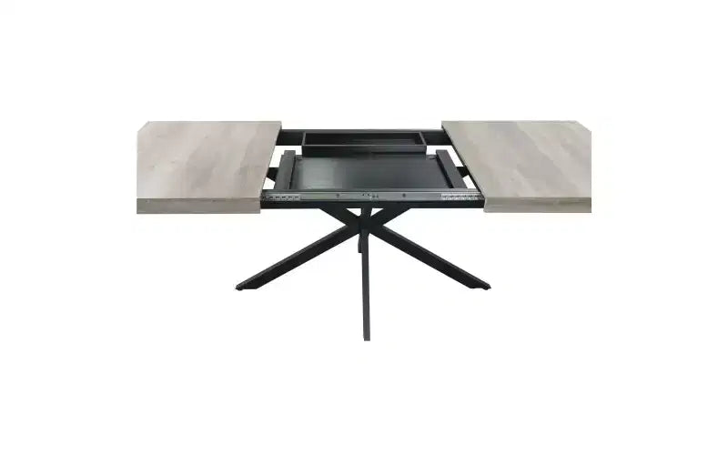 TUYOHW Storage Box Dining Table for 4-6,Expandable Kitchen Table with Cross Iron Foot Base & Relief Plate,Wooden Table for Office,Living Room