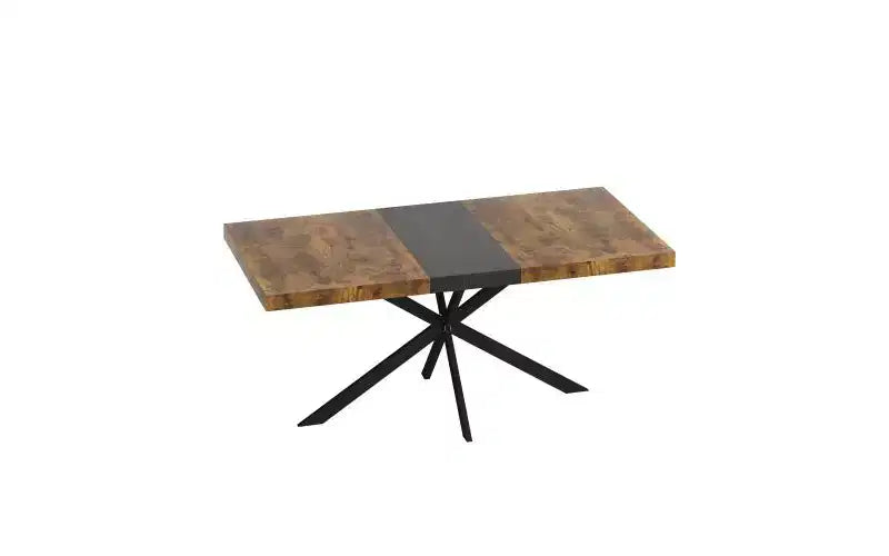 TUYOHW Storage Box Dining Table for 4-6,Expandable Kitchen Table with Cross Iron Foot Base & Relief Plate,Wooden Table for Office,Living Room