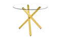 TUYOHW Tempered Glass Dining Table with X-shaped Metal Base,39 Round Kitchen Table for 2-4,Space-saving & Compact Table for Dining,Living Room