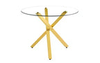 TUYOHW Tempered Glass Dining Table with X-shaped Metal Base,39 Round Kitchen Table for 2-4,Space-saving & Compact Table for Dining,Living Room