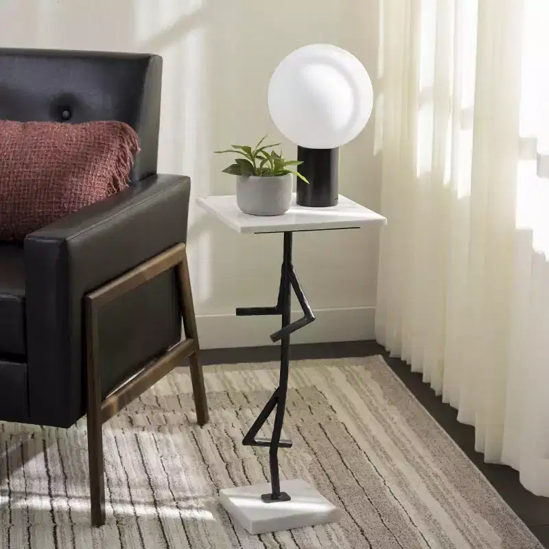 Table d'appoint en marbre Warso - ACC3751 - Marbre/Noir - Safavieh