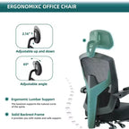 TUYOHW Ergonomic Office Chair with Retractable Footrest, Gaming Chair with Lumbar Support Pillow and Padded Armrests, Swivel Chair for Office